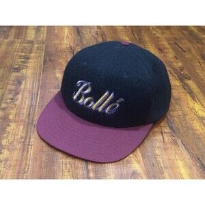 Vintage BOLLE Black & Burgundy Cap Wool  Baseball Bula Made in USA Snapback Hat